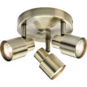 KNIGHTSBRIDGE 230V GU10 TRIPLE SPOTLIGHT - ANTIQUE BRASS
