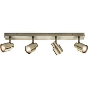 KNIGHTSBRIDGE 230V GU10 QUAD BAR SPOTLIGHT - ANTIQUE BRASS
