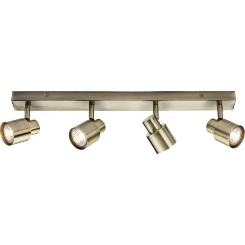 KNIGHTSBRIDGE 230V GU10 QUAD BAR SPOTLIGHT - ANTIQUE BRASS