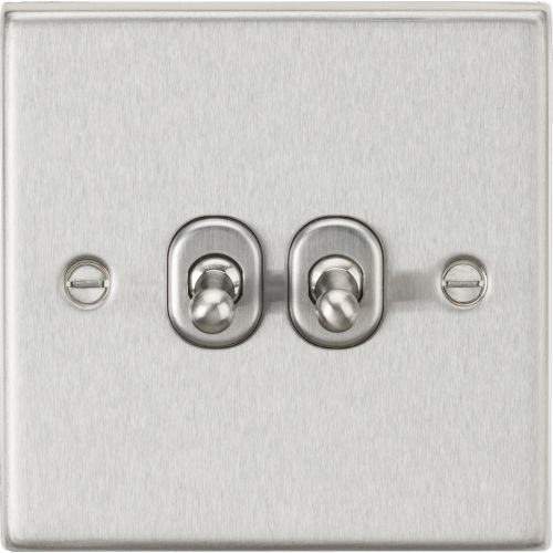 KNIGHTSBRIDGE 10AX 2G 2-WAY TOGGLE SWITCH - SQUARE EDGE BRUSHED CHROME FINISH