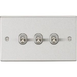 KNIGHTSBRIDGE 10AX 3G 2-WAY TOGGLE SWITCH - SQUARE EDGE BRUSHED CHROME FINISH