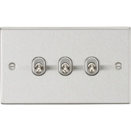 KNIGHTSBRIDGE 10AX 3G 2-WAY TOGGLE SWITCH - SQUARE EDGE BRUSHED CHROME FINISH