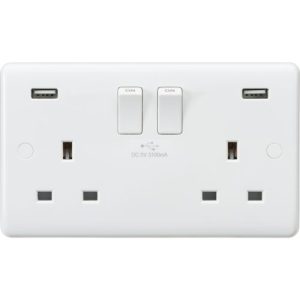 KNIGHTSBRIDGE CURVE 2G 13A USB SWITCHED SOCKET