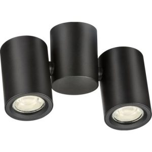 KNIGHTSBRIDGE DEE TWIN SURFACE ADJUSTABLE ROUND SPOTLIGHT BLACK