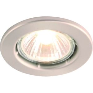 KNIGHTSBRIDGE IP20 50W GU10 BRUSHED CHROME RECESSED FIXED DOWNLIGHT