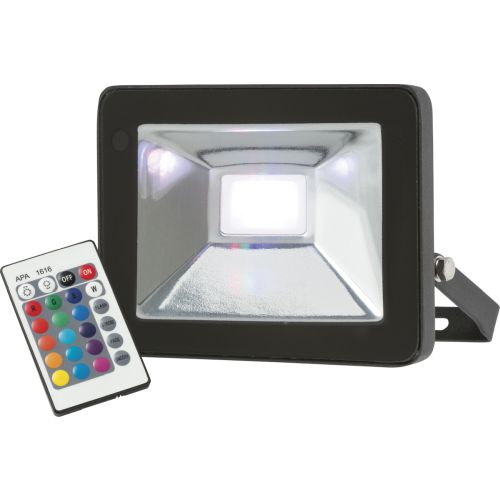 KNIGHTSBRIDGE 230V IP65 20W RGB LED BLACK DIE-CAST ALUMINIUM FLOODLIGHT