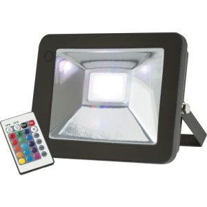 KNIGHTSBRIDGE 230V IP65 30W RGB LED BLACK DIE-CAST ALUMINIUM FLOODLIGHT