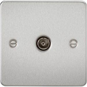KNIGHTSBRIDGE FLAT PLATE 1G TV OUTLET (NON-ISOLATED) - BRUSHED CHROME