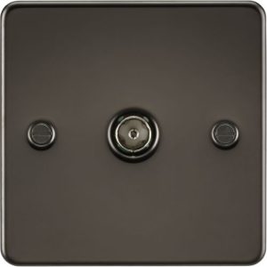 KNIGHTSBRIDGE FLAT PLATE 1G TV OUTLET (NON-ISOLATED) - GUNMETAL