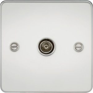 KNIGHTSBRIDGE FLAT PLATE 1G TV OUTLET (NON-ISOLATED) - POLISHED CHROME