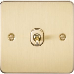 KNIGHTSBRIDGE FLAT PLATE 10AX 1G 2 WAY TOGGLE SWITCH - BRUSHED BRASS