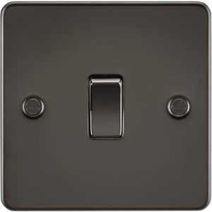 KNIGHTSBRIDGE FLAT PLATE 10AX 1G 2 WAY SWITCH - GUNMETAL