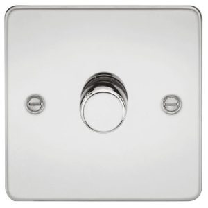 KNIGHTSBRIDGE FLAT PLATE 1G 2 WAY 10-200W (5-150W LED) TRAILING EDGE DIMMER - POLISHED CHROME