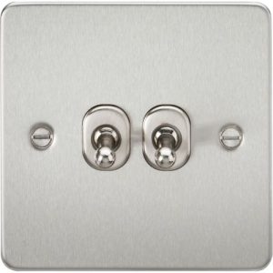 KNIGHTSBRIDGE FLAT PLATE 10AX 2G 2-WAY TOGGLE SWITCH - BRUSHED CHROME