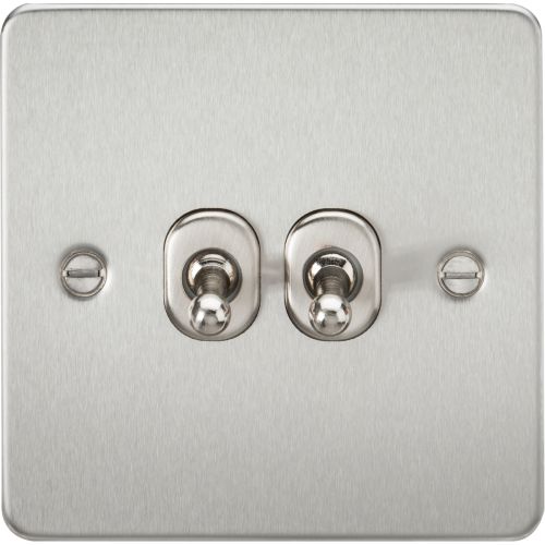 KNIGHTSBRIDGE FLAT PLATE 10AX 2G 2-WAY TOGGLE SWITCH - BRUSHED CHROME