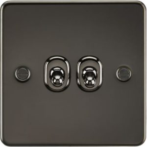 KNIGHTSBRIDGE FLAT PLATE 10AX 2G 2-WAY TOGGLE SWITCH - GUNMETAL