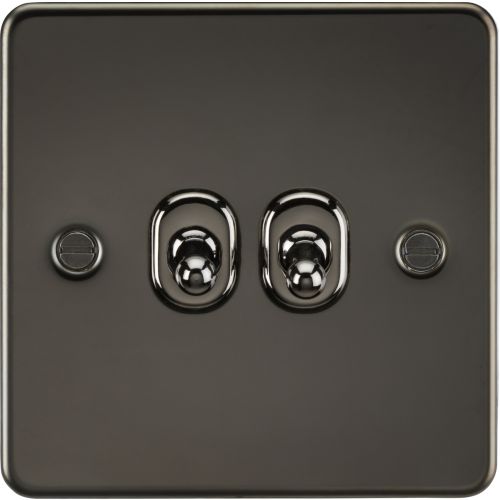 KNIGHTSBRIDGE FLAT PLATE 10AX 2G 2-WAY TOGGLE SWITCH - GUNMETAL