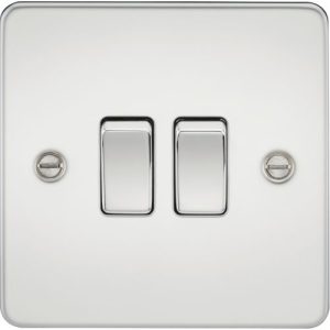 KNIGHTSBRIDGE FLAT PLATE 10AX 2G 2-WAY SWITCH - POLISHED CHROME
