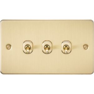 KNIGHTSBRIDGE FLAT PLATE 10AX 3G 2-WAY TOGGLE SWITCH - BRUSHED BRASS