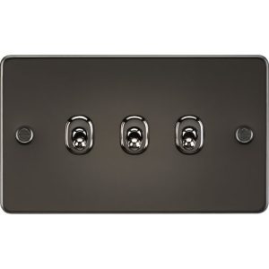 KNIGHTSBRIDGE FLAT PLATE 10AX 3G 2-WAY TOGGLE SWITCH - GUNMETAL