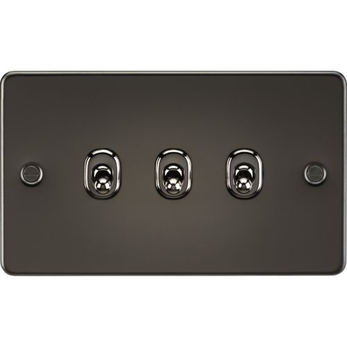 KNIGHTSBRIDGE FLAT PLATE 10AX 3G 2-WAY TOGGLE SWITCH - GUNMETAL