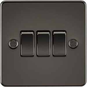 KNIGHTSBRIDGE FLAT PLATE 10AX 3G 2-WAY SWITCH - GUNMETAL
