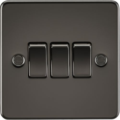 KNIGHTSBRIDGE FLAT PLATE 10AX 3G 2-WAY SWITCH - GUNMETAL