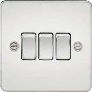 KNIGHTSBRIDGE FLAT PLATE 10AX 3G 2-WAY SWITCH - POLISHED CHROME