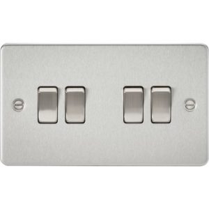 KNIGHTSBRIDGE FLAT PLATE 10AX 4G 2-WAY SWITCH - BRUSHED CHROME
