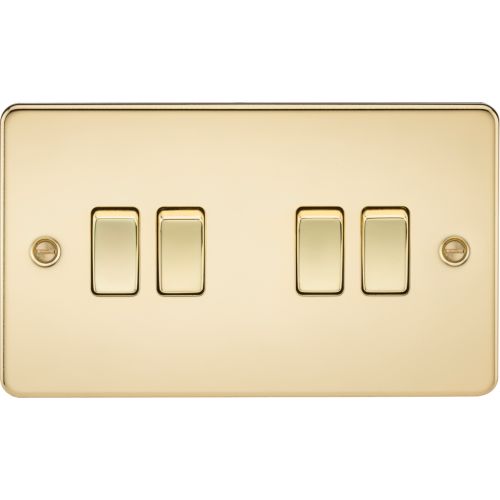 KNIGHTSBRIDGE FLAT PLATE 10AX 4G 2-WAY SWITCH - POLISHED BRASS