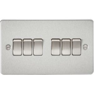 KNIGHTSBRIDGE FLAT PLATE 10AX 6G 2-WAY SWITCH - BRUSHED CHROME