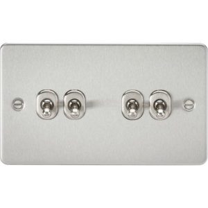 KNIGHTSBRIDGE FLAT PLATE 10AX 4G 2-WAY TOGGLE SWITCH - BRUSHED CHROME