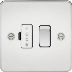 KNIGHTSBRIDGE FLAT PLATE 13A SWITCHED FUSED SPUR UNIT - POLISHED CHROME