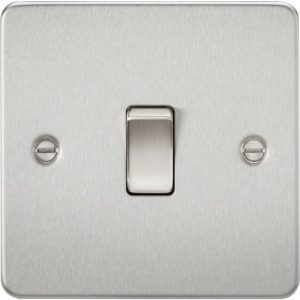 KNIGHTSBRIDGE FLAT PLATE 20A 1G DP SWITCH - BRUSHED CHROME