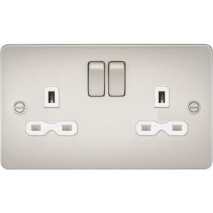 KNIGHTSBRIDGE FLAT PLATE 13A 2G DP SWITCHED SOCKET - PEARL WITH WHITE INSERT