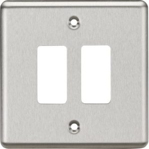 KNIGHTSBRIDGE 2G GRID FACEPLATE - ROUNDED EDGE BRUSHED CHROME