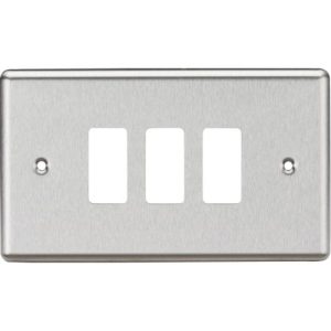 KNIGHTSBRIDGE 3G GRID FACEPLATE - ROUNDED EDGE BRUSHED CHROME