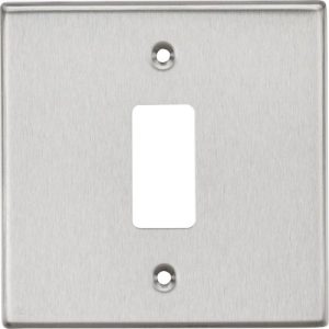 KNIGHTSBRIDGE 1G GRID FACEPLATE - SQUARE EDGE BRUSHED CHROME