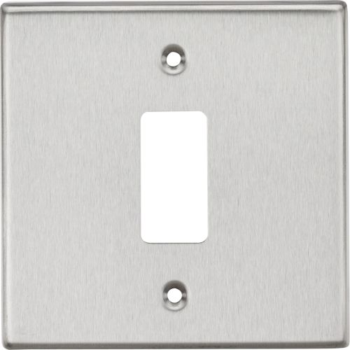 KNIGHTSBRIDGE 1G GRID FACEPLATE - SQUARE EDGE BRUSHED CHROME
