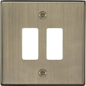 KNIGHTSBRIDGE 2G GRID FACEPLATE - ANTIQUE BRASS