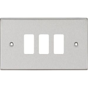 KNIGHTSBRIDGE 3G GRID FACEPLATE - SQUARE EDGE BRUSHED CHROME