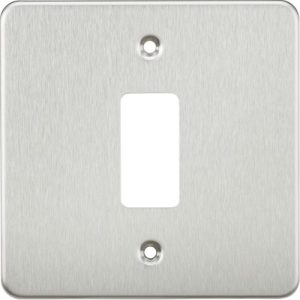 KNIGHTSBRIDGE FLAT PLATE 1G GRID FACEPLATE - BRUSHED CHROME