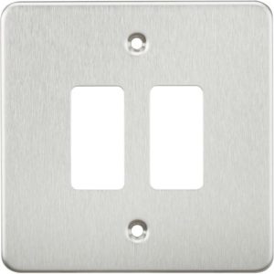 KNIGHTSBRIDGE FLAT PLATE 2G GRID FACEPLATE - BRUSHED CHROME