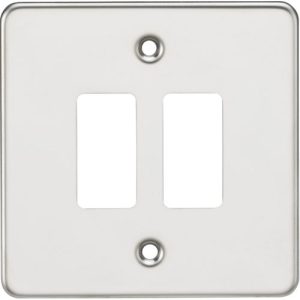 KNIGHTSBRIDGE FLAT PLATE 2G GRID FACEPLATE - POLISHED CHROME