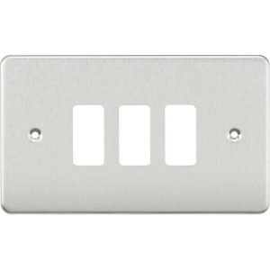 KNIGHTSBRIDGE FLAT PLATE 3G GRID FACEPLATE - BRUSHED CHROME
