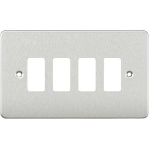 KNIGHTSBRIDGE FLAT PLATE 4G GRID FACEPLATE - BRUSHED CHROME