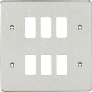 KNIGHTSBRIDGE FLAT PLATE 6G GRID FACEPLATE - BRUSHED CHROME