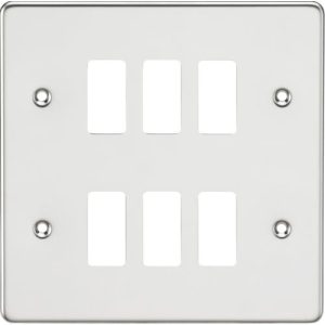 KNIGHTSBRIDGE FLAT PLATE 6G GRID FACEPLATE - POLISHED CHROME