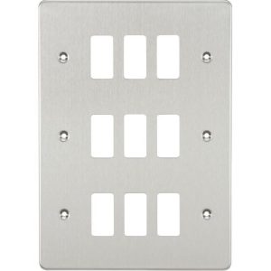 KNIGHTSBRIDGE FLAT PLATE 9G GRID FACEPLATE - BRUSHED CHROME