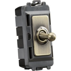 KNIGHTSBRIDGE 20AX 1G 2-WAY SP GRID TOGGLE SWITCH - ANTIQUE BRASS